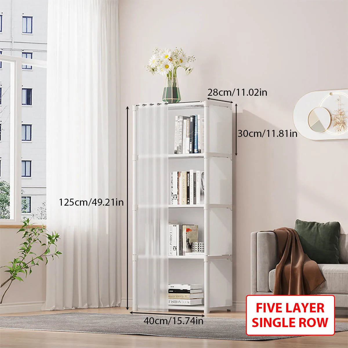 6/5 Layers Dustproof Wardrobe High Capacity Bedroom Open Storage Cabinet Simple Assembly Partition Bookshelf Closet Organizer