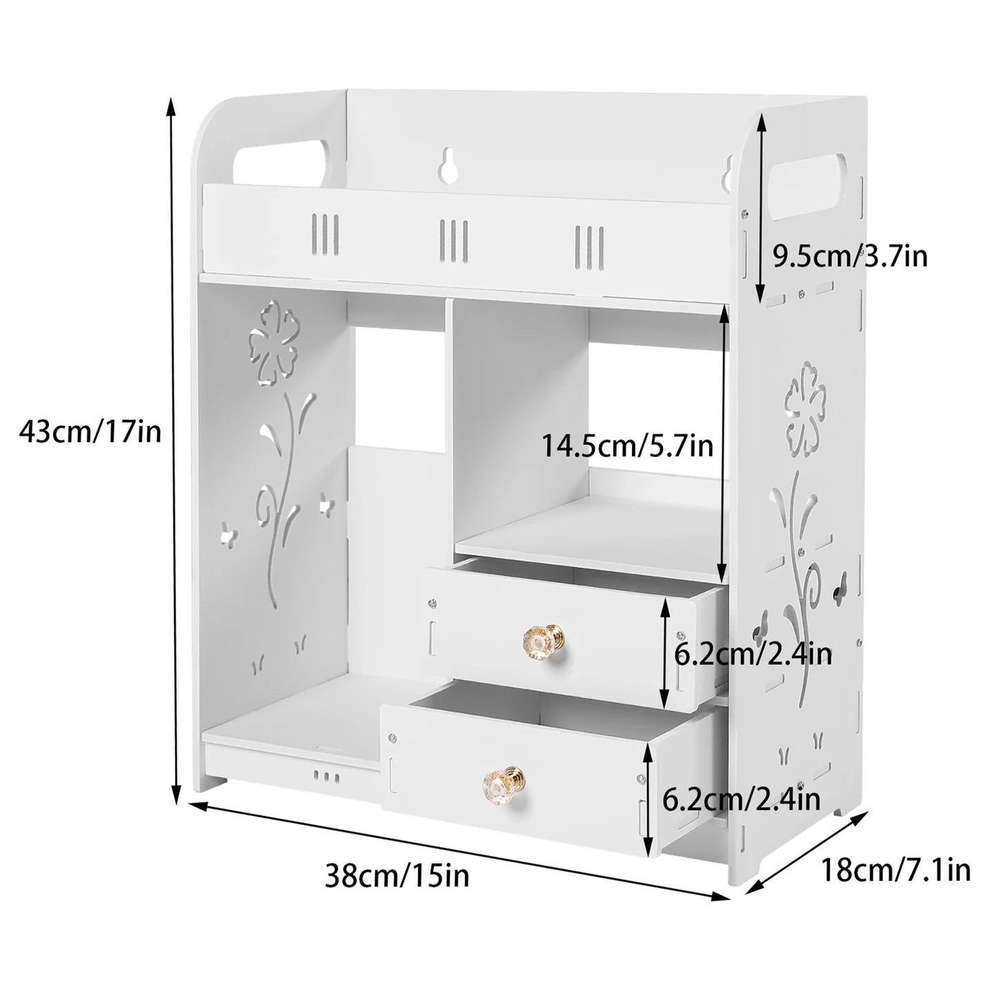 Bathroom Shelf White Wall Cabinet Bathroom Wall Mounted Wall Cabinet with 2 Drawers for Bathroom Storage Bathroom Organizer
