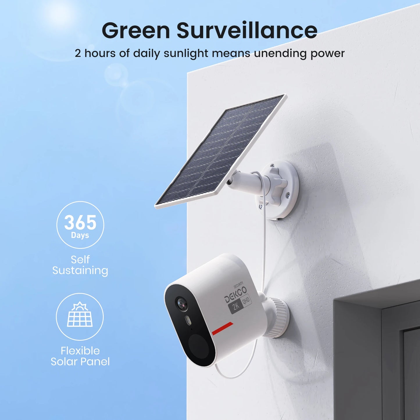 Dekco 3MP WiFi Solar Camera System 4 Cam Kit Outdoor Wireless Home Security Camera Color Night Vision 2-Way Audio CCTV Cam