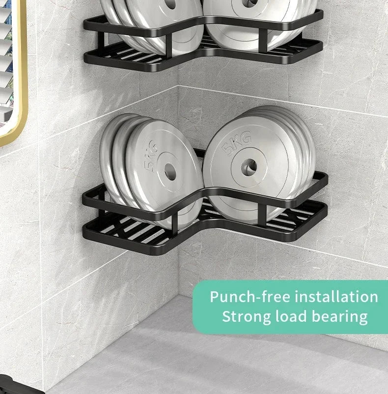 6PCS Double-layer Stainless Steel Corner Shelf-No Drilling Wall Mounted Organizer for Bathroom,Kitchen Corner & Bathroom Storage