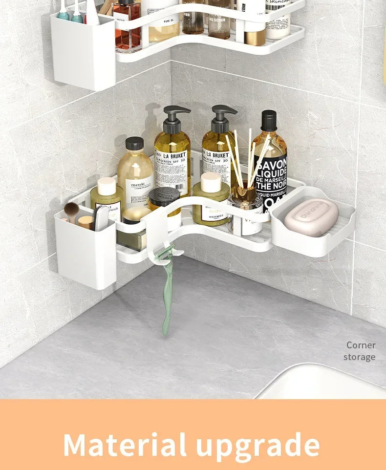 6PCS Double-layer Stainless Steel Corner Shelf-No Drilling Wall Mounted Organizer for Bathroom,Kitchen Corner & Bathroom Storage