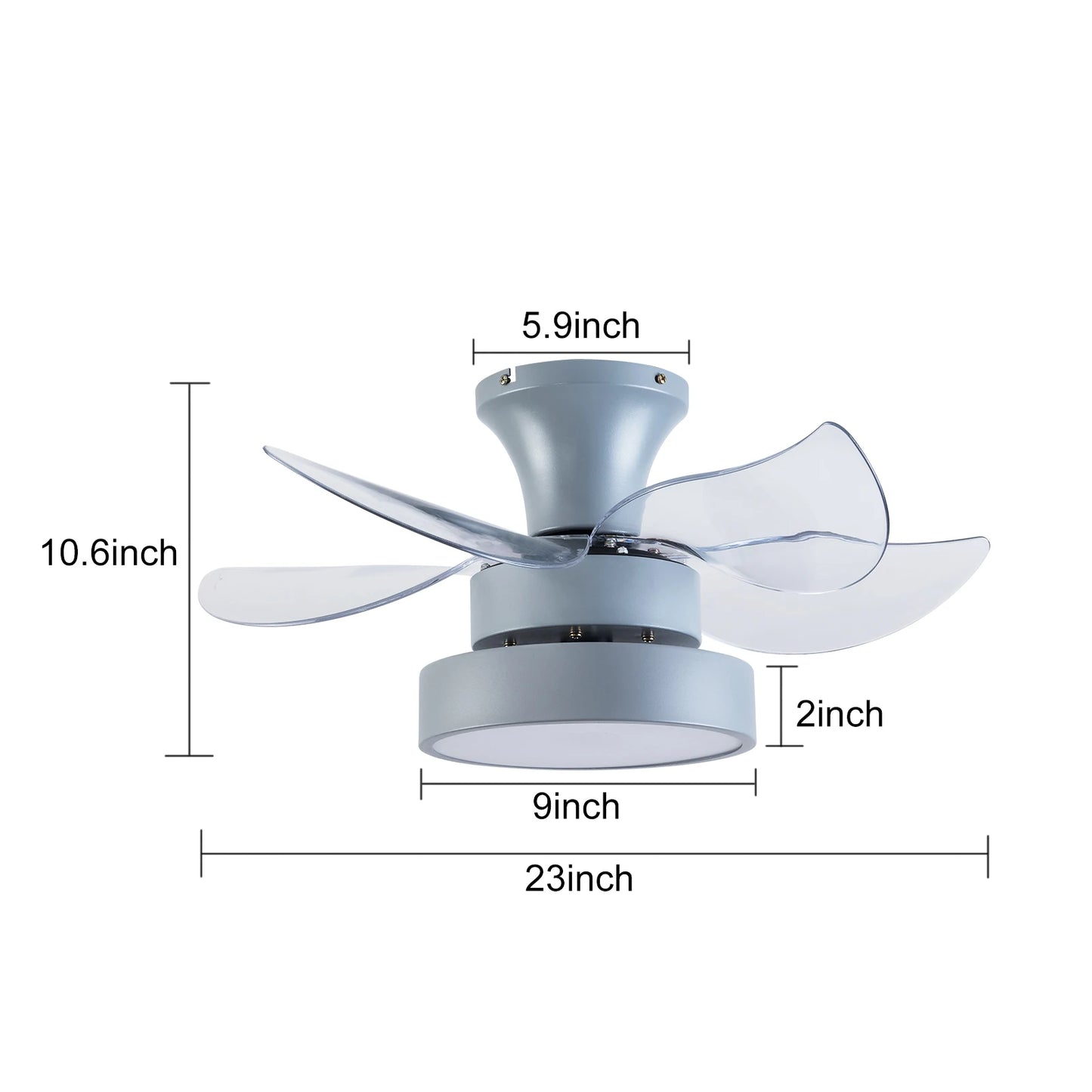 23 Inch Fan Pendant Light Gray - Tri Color Dimming Strip Remote Control for Bedroom, Study, Living Room