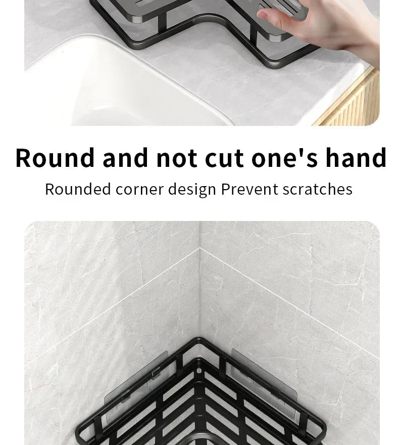 6PCS Double-layer Stainless Steel Corner Shelf-No Drilling Wall Mounted Organizer for Bathroom,Kitchen Corner & Bathroom Storage