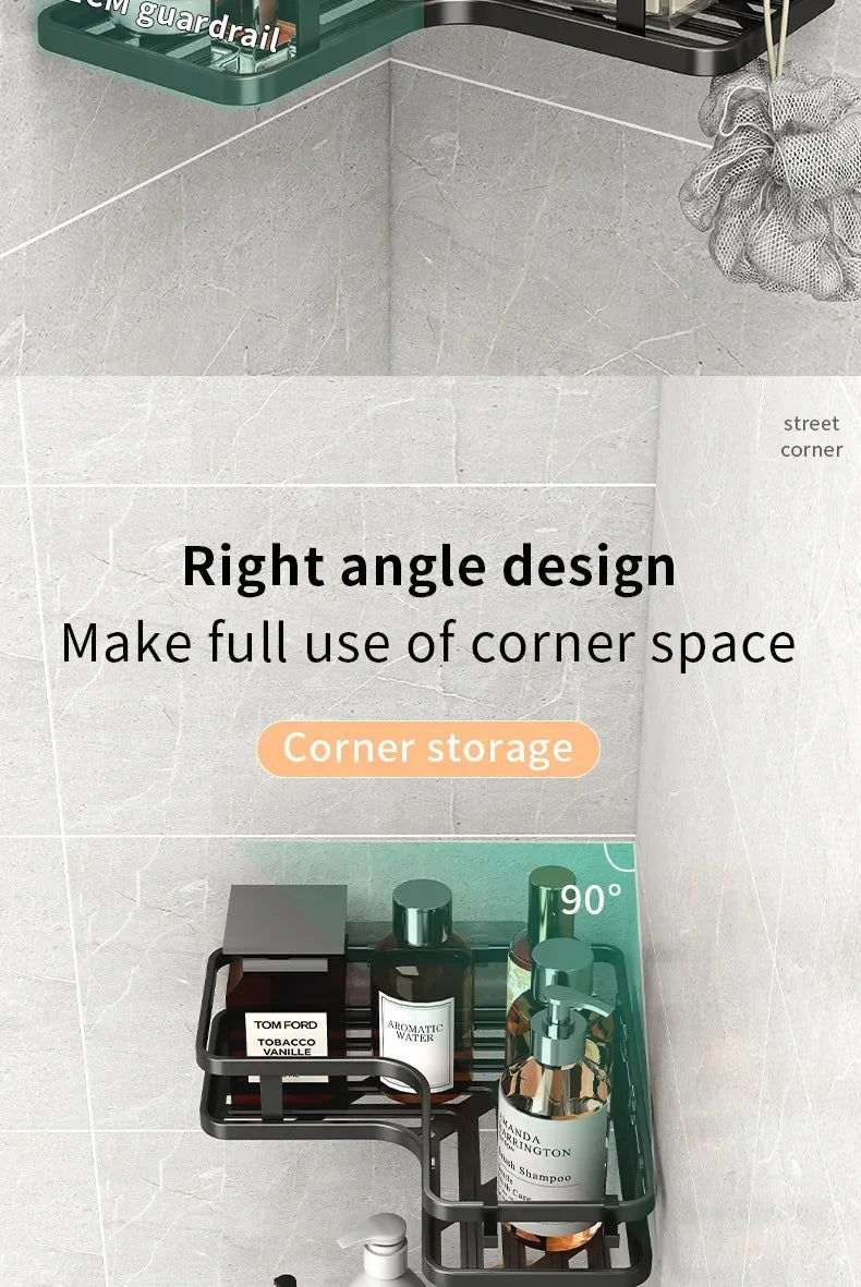 6PCS Double-layer Stainless Steel Corner Shelf-No Drilling Wall Mounted Organizer for Bathroom,Kitchen Corner & Bathroom Storage
