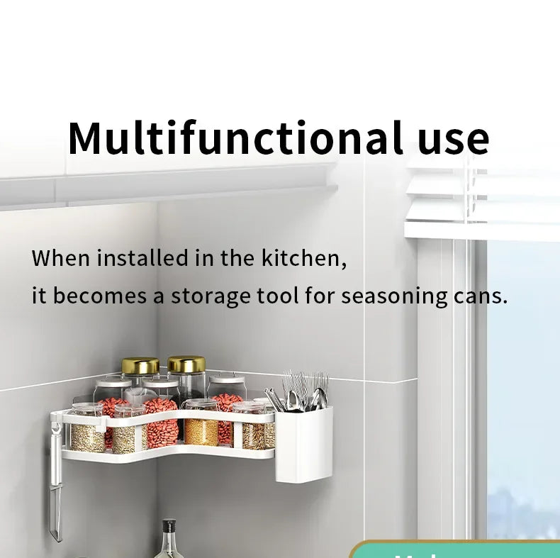 6PCS Double-layer Stainless Steel Corner Shelf-No Drilling Wall Mounted Organizer for Bathroom,Kitchen Corner & Bathroom Storage