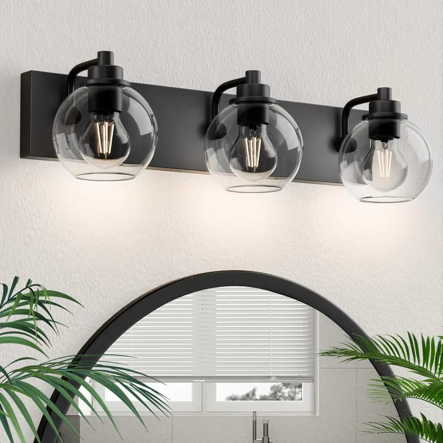 Bathroom Light FixturesMatte Black Vanity Lights for Bathroom, Modern Black Vanity Lights 3Light Bathrooms Lighting Fixtures Ove