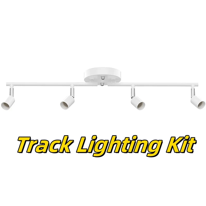 Track Lighting Kit, Modern White Ceiling Spot Lighting with Flexibly Rotatable Light Heads for Room/Hallway/Kitchen