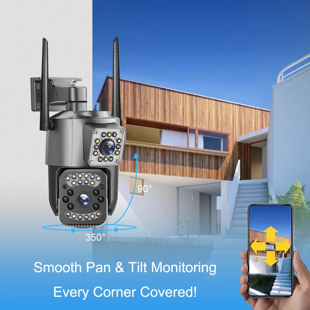 4MP Dual Lens WIFI IP Camera Outdoor Wireless Surveillance Security Camera Two Ways Audio Night Vision CCTV Camera Home V380 Pro