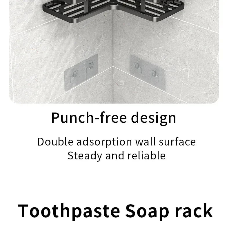6PCS Double-layer Stainless Steel Corner Shelf-No Drilling Wall Mounted Organizer for Bathroom,Kitchen Corner & Bathroom Storage
