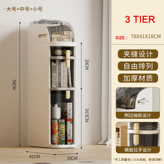 1 Piece Plastic 18Cm Narrow Size Gap Storage Cabinet Drawer Type Kitchen Gap Multi-Layer Bathroom Narrow Storage Cabinet Rack