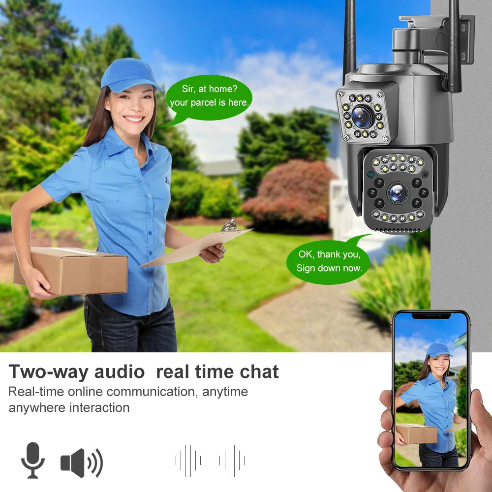 4MP Dual Lens WIFI IP Camera Outdoor Wireless Surveillance Security Camera Two Ways Audio Night Vision CCTV Camera Home V380 Pro