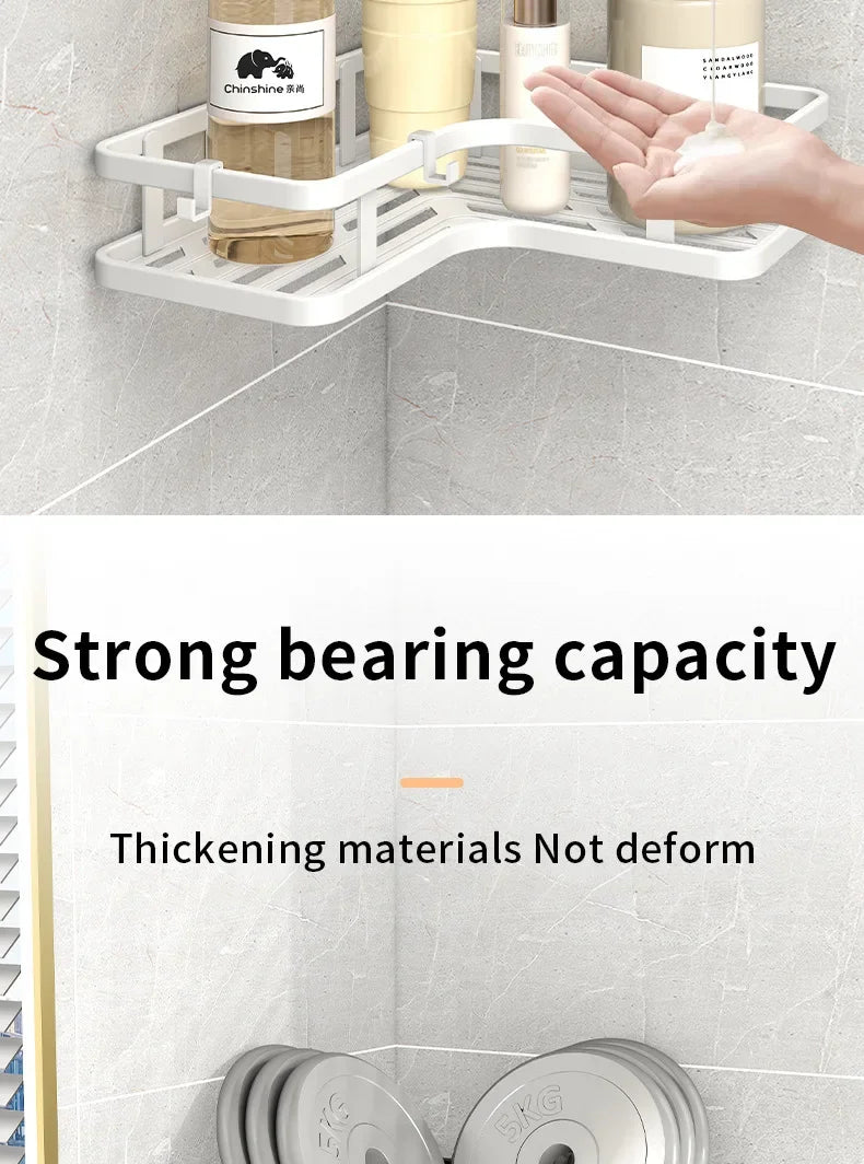 6PCS Double-layer Stainless Steel Corner Shelf-No Drilling Wall Mounted Organizer for Bathroom,Kitchen Corner & Bathroom Storage