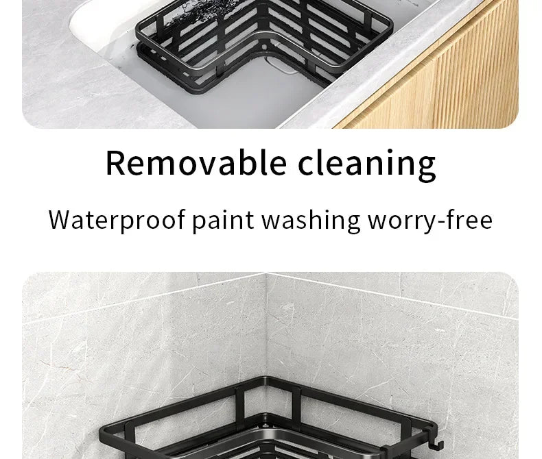 6PCS Double-layer Stainless Steel Corner Shelf-No Drilling Wall Mounted Organizer for Bathroom,Kitchen Corner & Bathroom Storage
