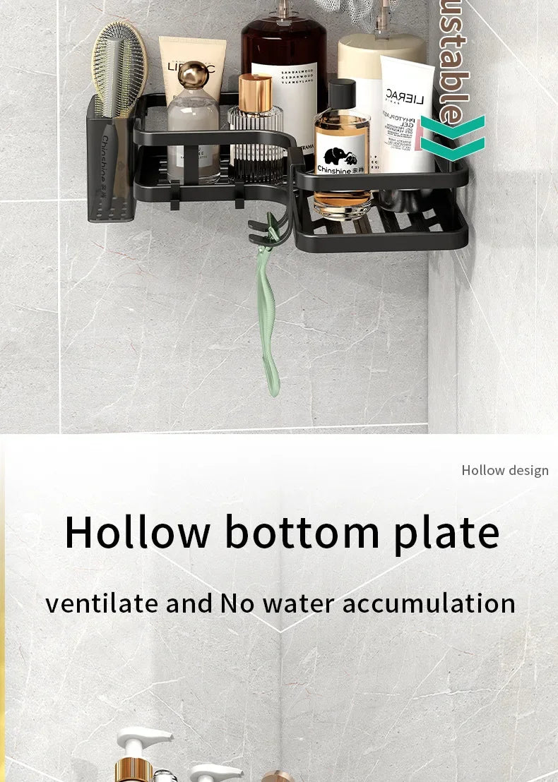 6PCS Double-layer Stainless Steel Corner Shelf-No Drilling Wall Mounted Organizer for Bathroom,Kitchen Corner & Bathroom Storage