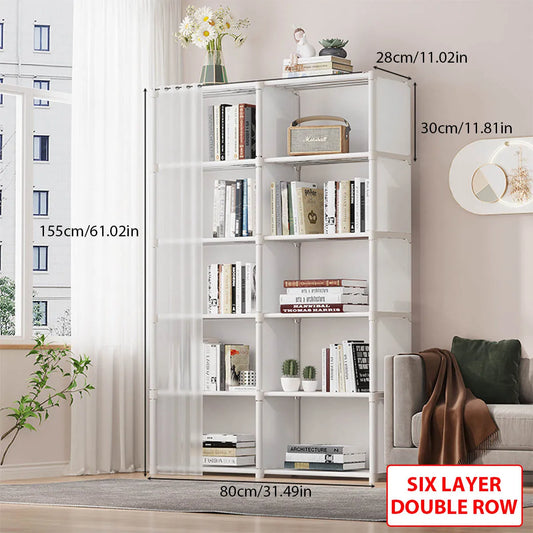 6/5 Layers Dustproof Wardrobe High Capacity Bedroom Open Storage Cabinet Simple Assembly Partition Bookshelf Closet Organizer